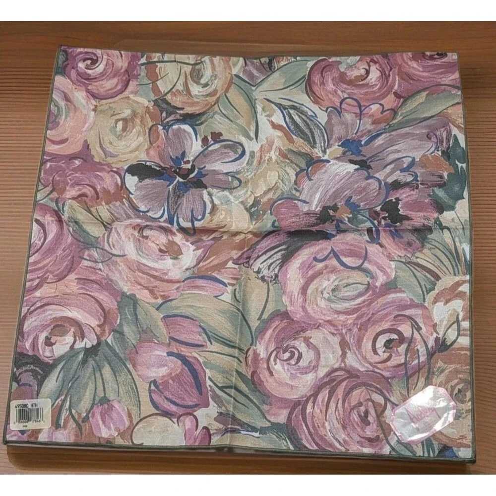 Vintage Napkins Whimsical Floral Audrey Dallas USA Flowers Pink Purple Green 4pc